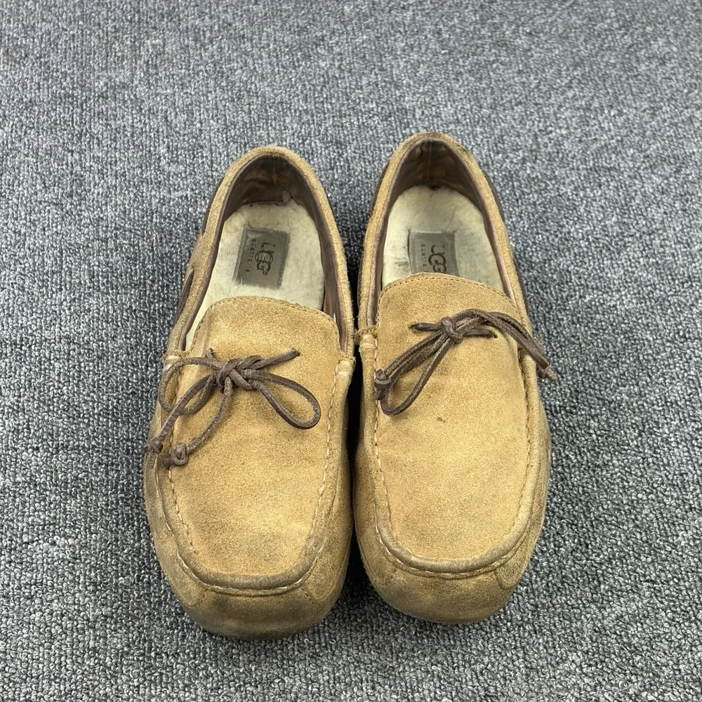 UGG Chestnut Suede Shearling Driving Moccasin Slippers Mens 11 1005350 Slip On